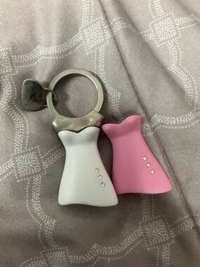 ⭐️ 10-4-$10- Breast Cancer Awareness White and Pink Dress Charm Keychain Set